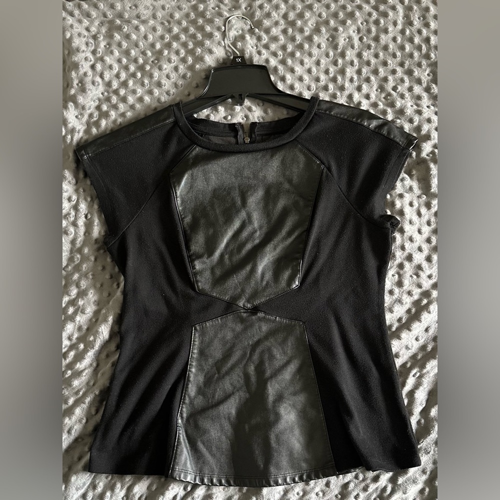 Faux leather peplum top